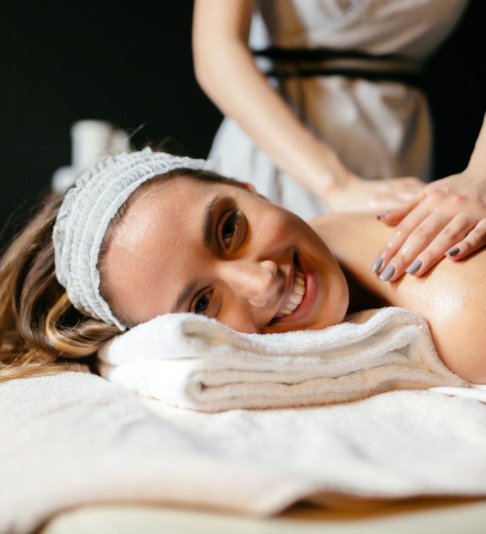 Beautiful woman enjoying massage